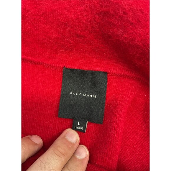 Alex Marie Red Long Sleeve Off The Shoulder Sweater Evening Party Rabbit Size L - Picture 3 of 8